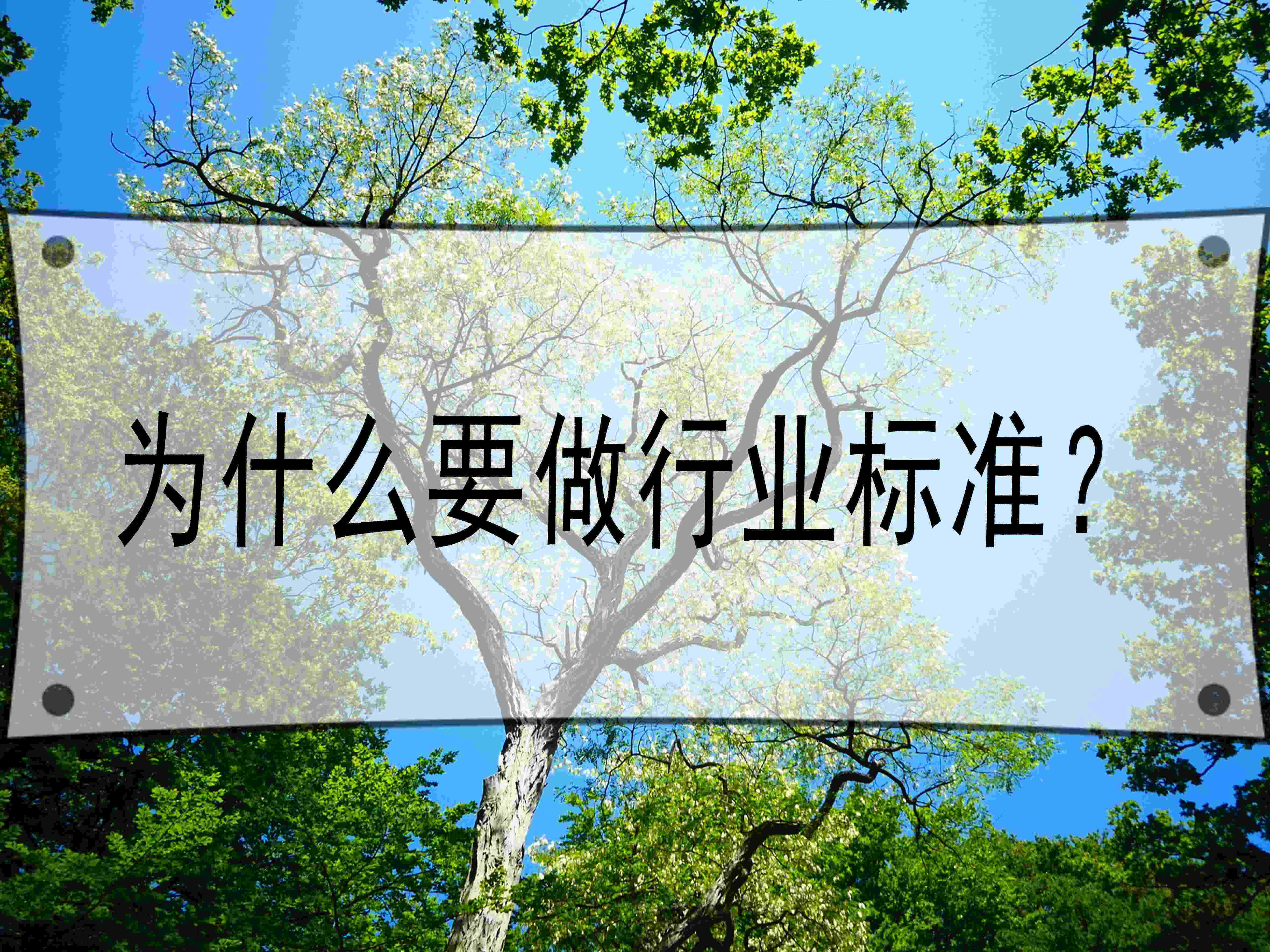 为什么要做行业标准?